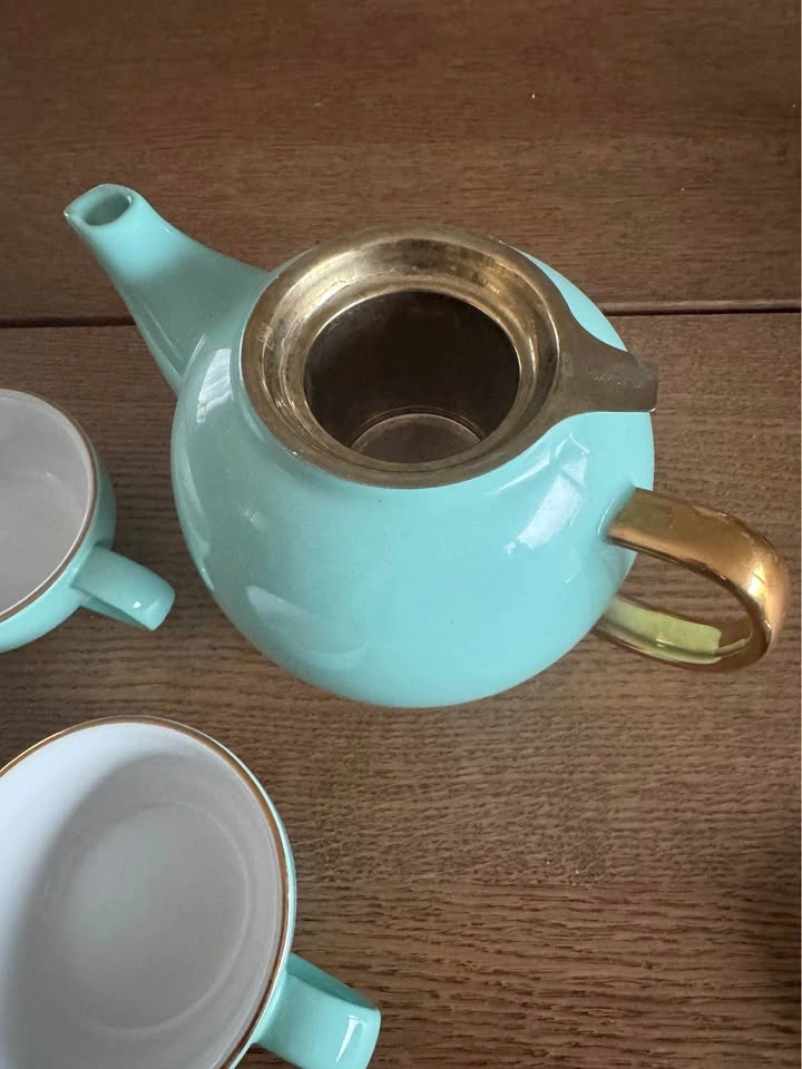 David’s Tea Bubble Teapot Set – Teal w/ Gold Handle + 2 Cups & I - photo 2