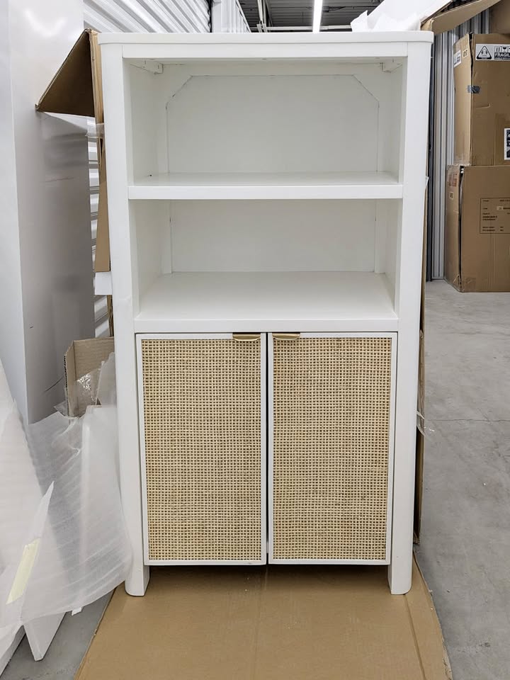 🌿VAST White Rattan Cabinet with Shelves — BRAND NEW