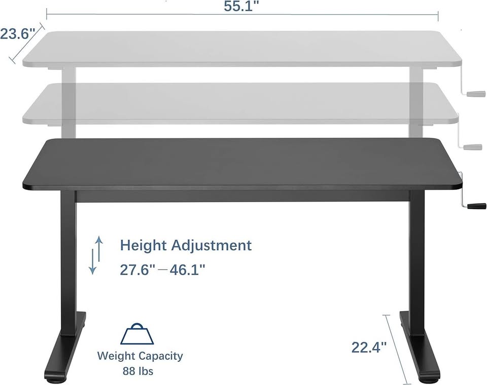 Manual adjustable desk 55'' width - photo 3