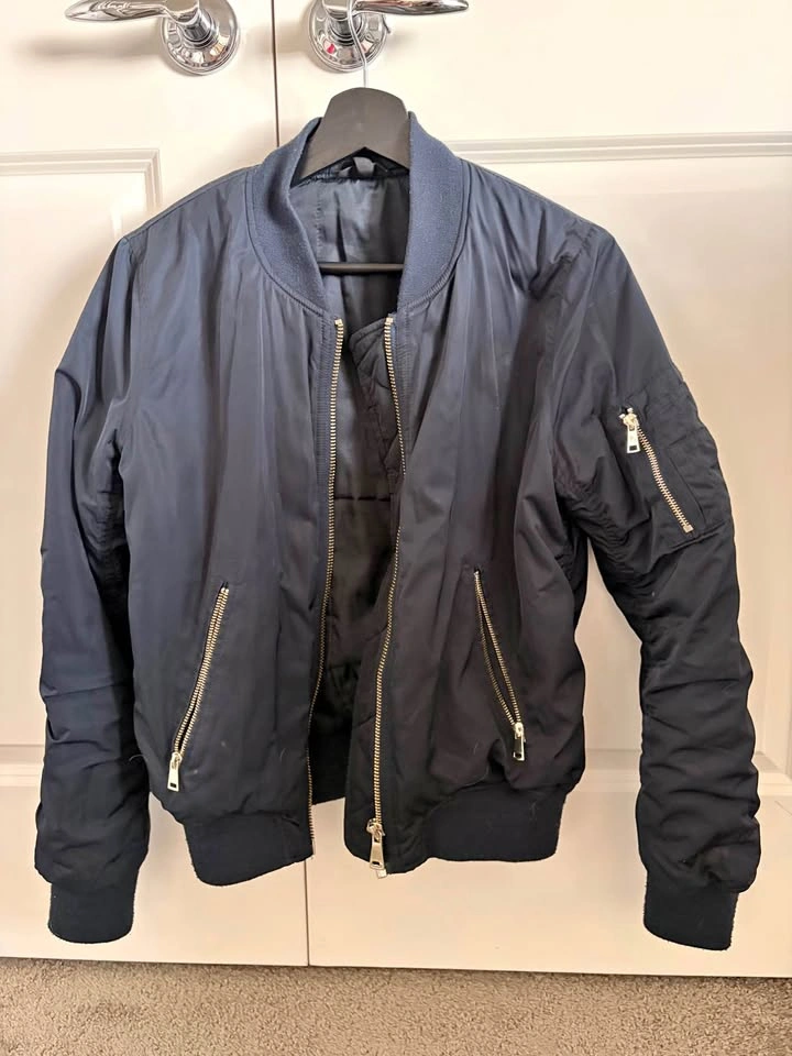 Navy blue bomber jacket