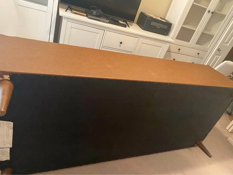 Mid-Century Real Leather Sofa – Excellent Condition - photo 3