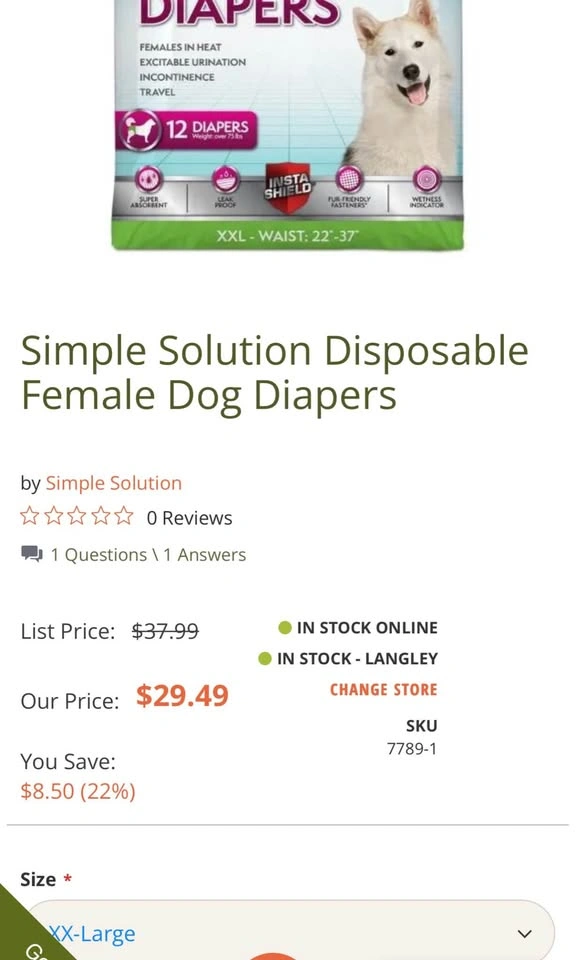 Dog Diapers for Female Dogs | Simple Solution & Essentials | XL- - photo 2