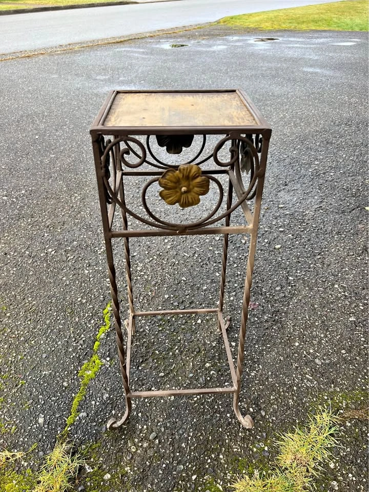 Mid Century Plant Stand Wrought and Cast Iron