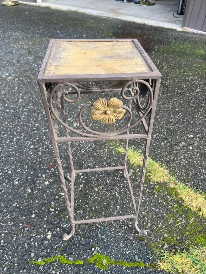 Mid Century Plant Stand Wrought and Cast Iron - photo 4