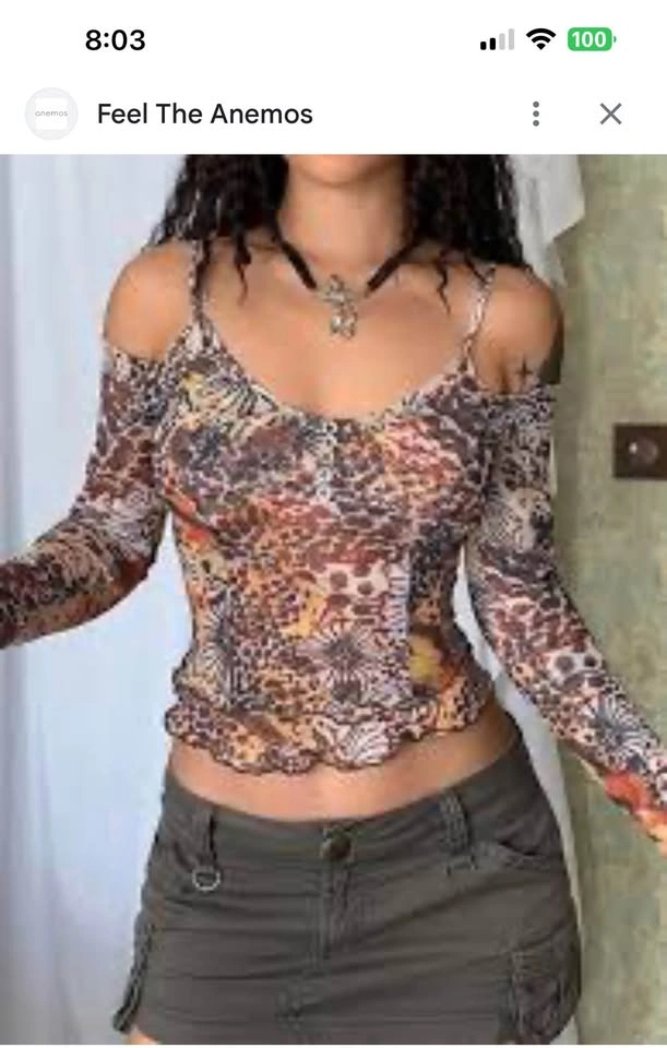 New Sexy Long Sleeve Flower Print Fake 2-Piece Shirt - Large - photo 2
