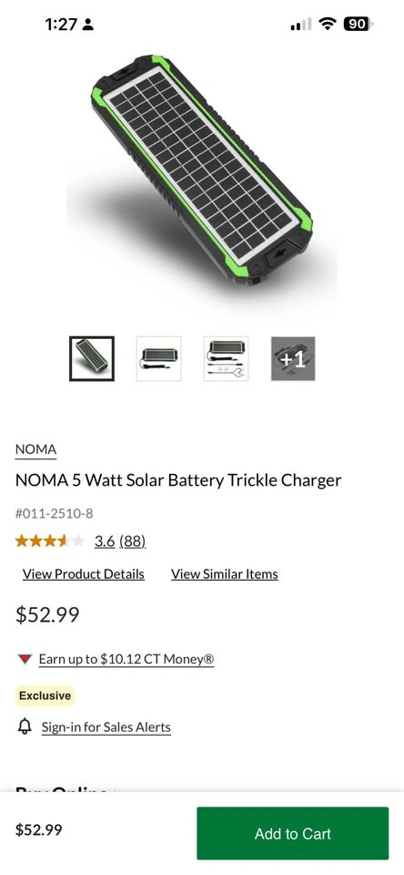NOMA 5 Watt Solar Battery Trickle Charger - photo 2