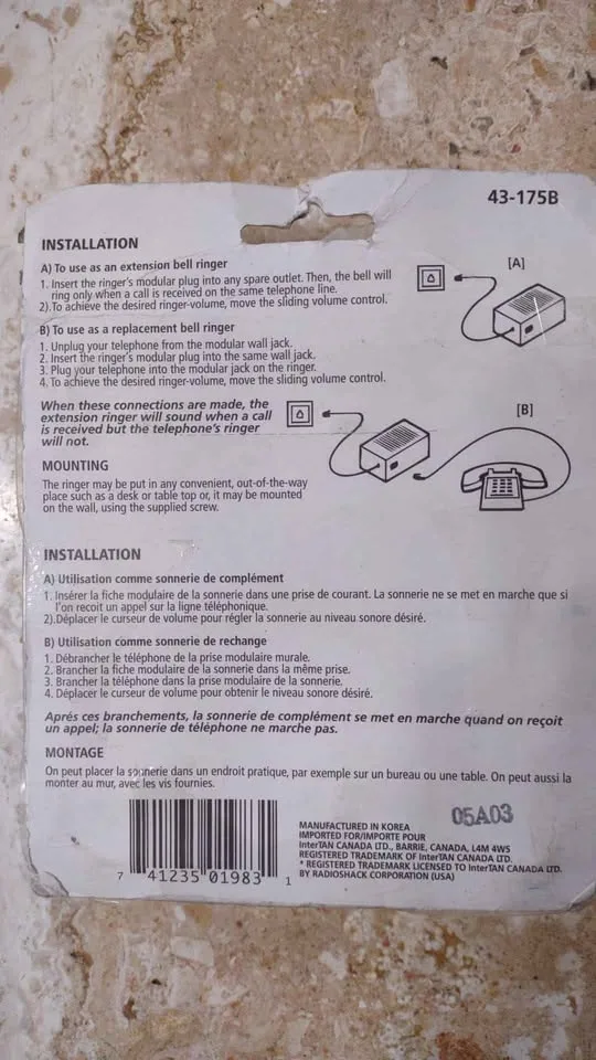 Extension or replacement bell ringer for landline phone image indicator(2)