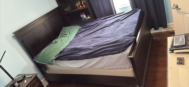 Double Bed Frame (No Mattress) - Brown