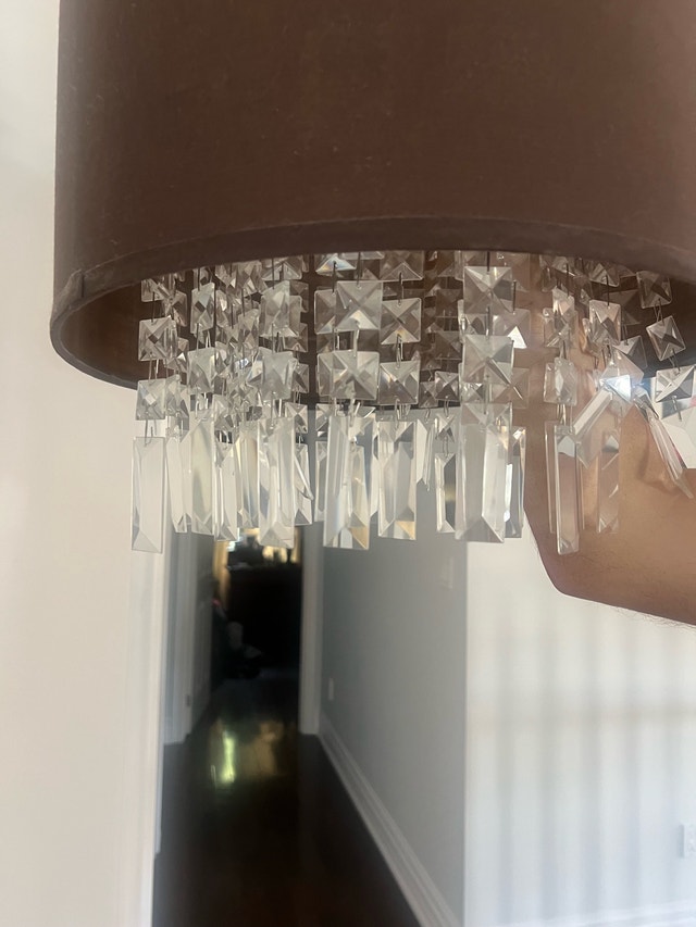 Dazzling Chandelier with Clear Crystals and Brown Shade