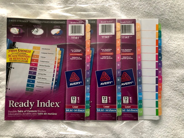 Avery Ready Index Dividers, Numbered 1-12 (4 packages)