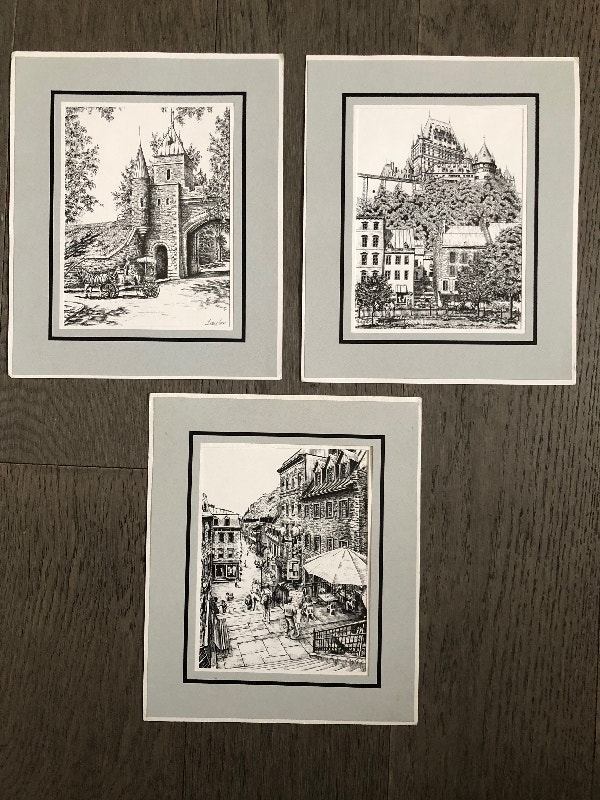 Prints of Quebec City, signed by Taylor, lot of 3. (Brampton)