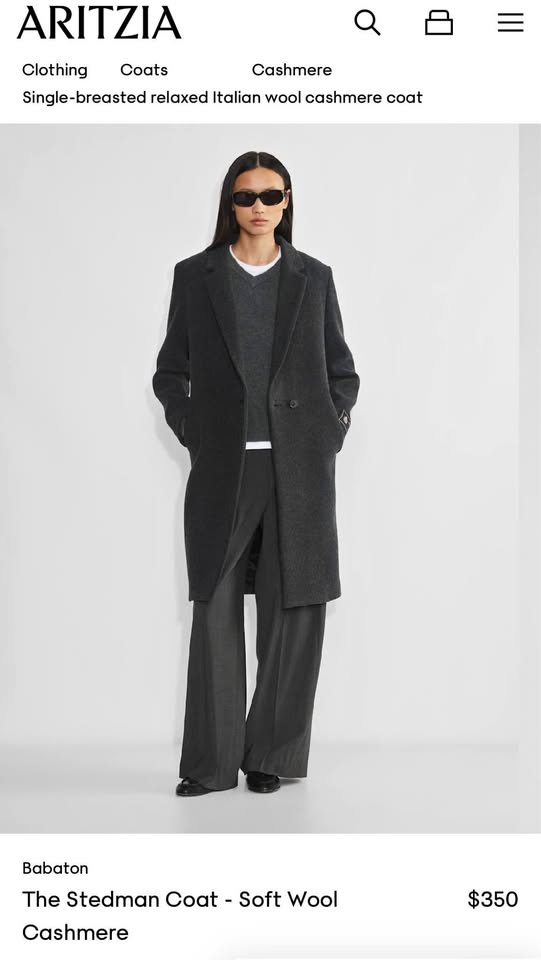 Aritzia Babaton Stedman Wool Coat - Charcoal Grey