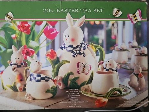 20 Piece Easter Bunny Tea Set
