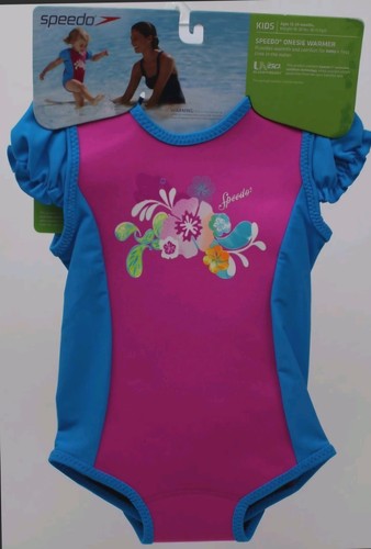 Speedo Bodysuit Pink Blue Girls Warmer Size 12-24 months NWT