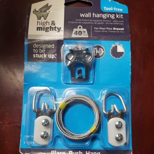 High And Mighty 4pc Wall Hanging Kit 40lb Tool Free