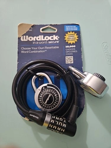 WordLock Combo Cable Lock & 2 Padlocks - Brand New