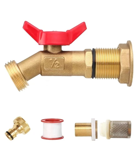 Rain Barrel Spigot Kit, Brass Outdoor Faucet