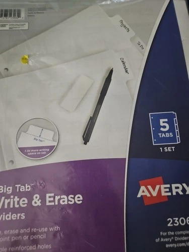 Avery 5 Big Tab Write & Erase Dividers (25 Total)