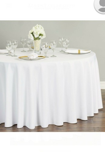 Round Tablecloth 120-Inch White Polyester