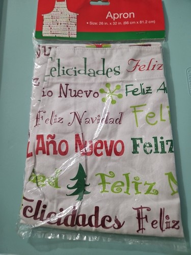 FELIZ NAVIDAD Ano Nuevo APRON NEW Spanish Chef COOKING BBQ Chris