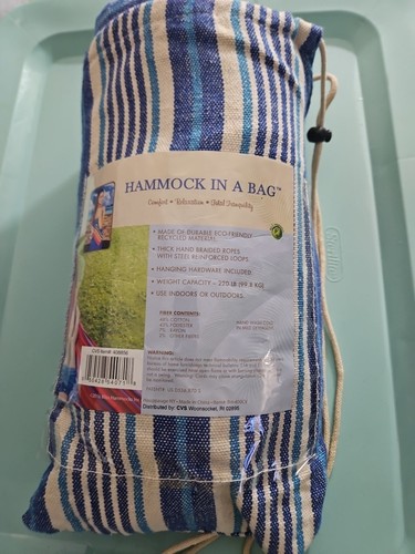 New Bliss Hammock In A Bag - 220lb Capacity - Blue Stripes