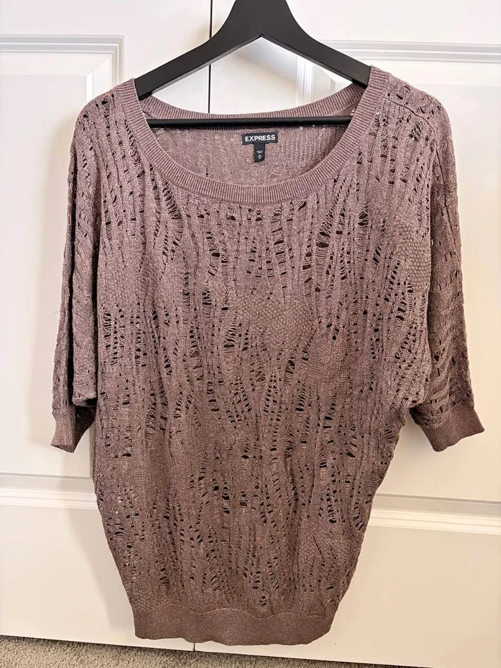 Women’s Express brown and sparkle top size medium