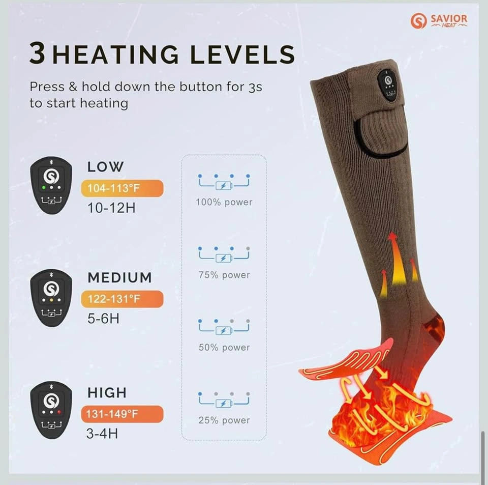 SAVIOR HEAT Heated Socks - App Control, Merino Wool, Rechargeabl - photo 5