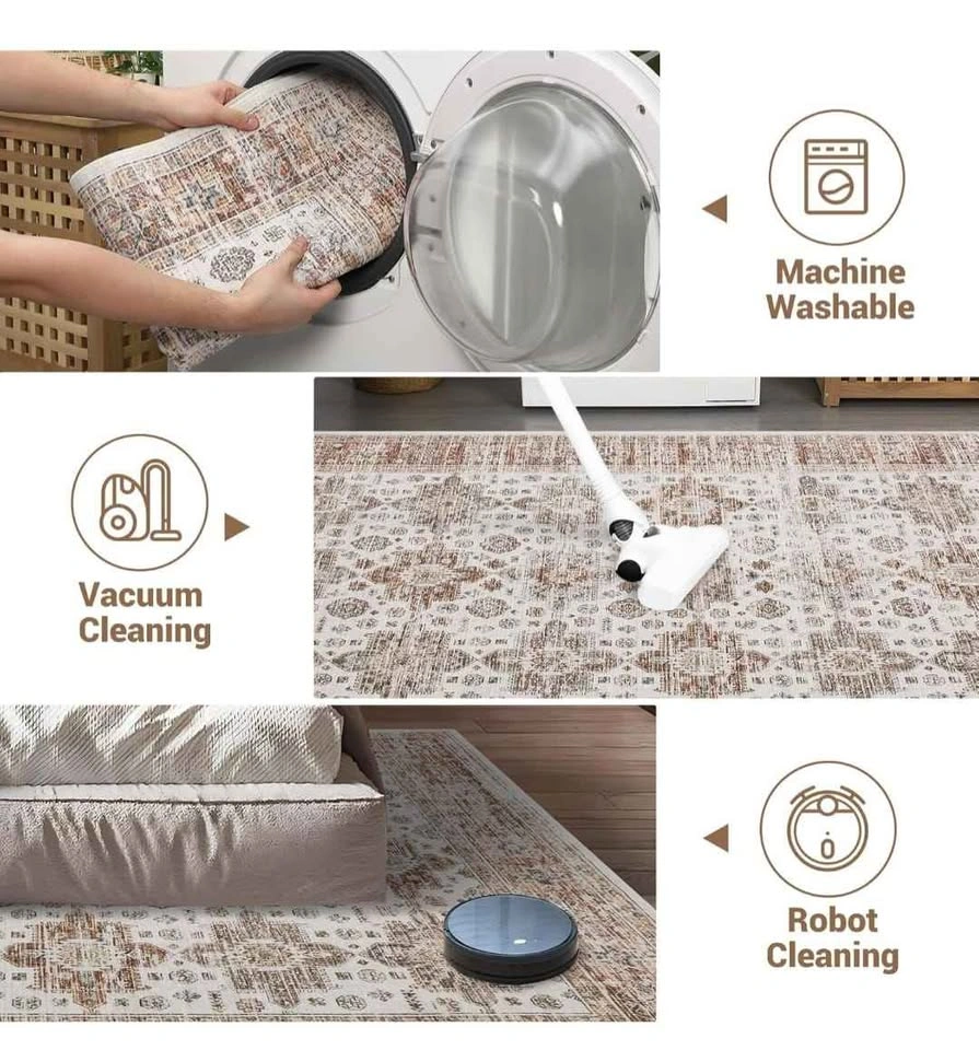 Washable 8x10 Vintage Boho Farmhouse Rug - photo 3