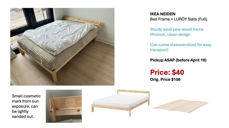 IKEA NEIDEN Bed Frame + LURÖY Slats (Full) - photo 2