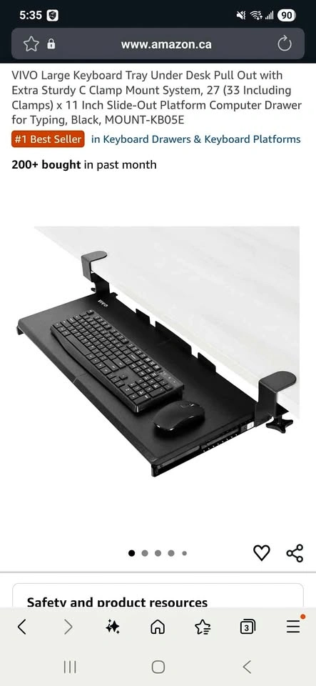 Clamp on sliding keyboard tray