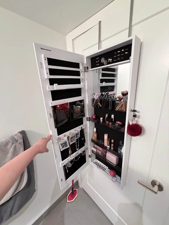 Jewelry Cabinet Armoire with Mirror - White - photo 2