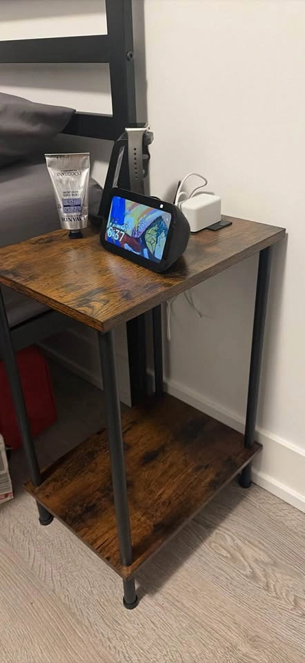 Rustic 2-tier side table with outlet for charging. - photo 2
