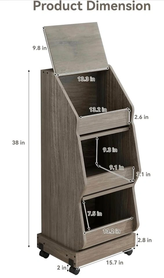 Wood Rolling Storage Cart 3 Tier 38in Tall - photo 2