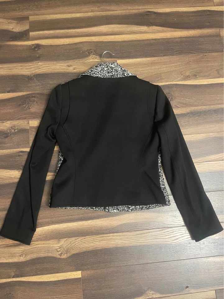 Tahari Black and White Tweed Moto Blazer - photo 3