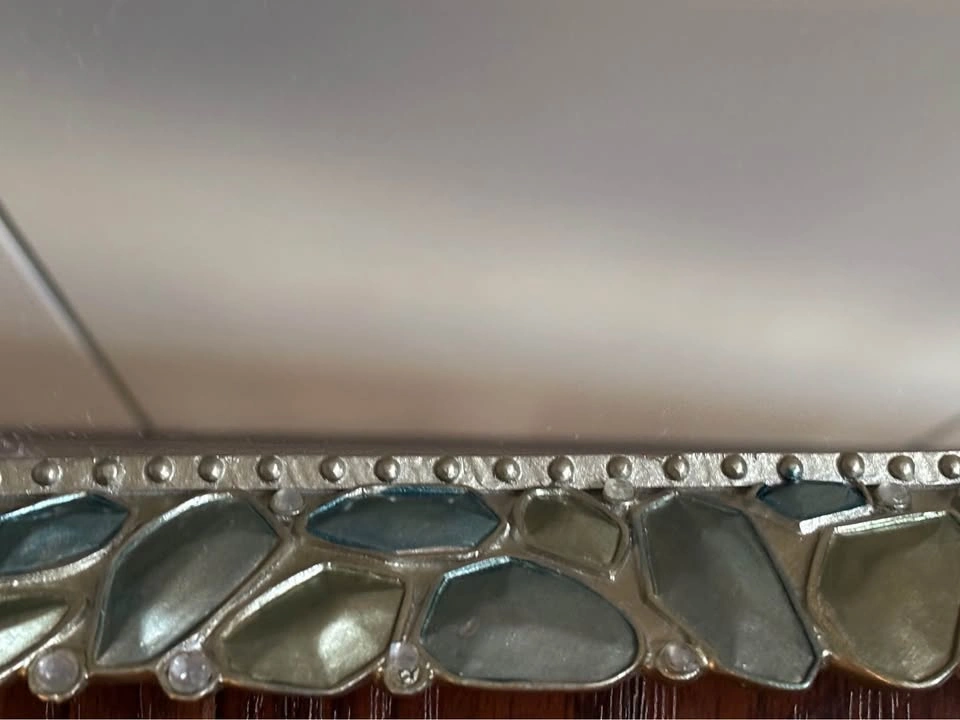 Beautiful Mirror Bottom Tray with Turquoise Stones Edge - photo 2