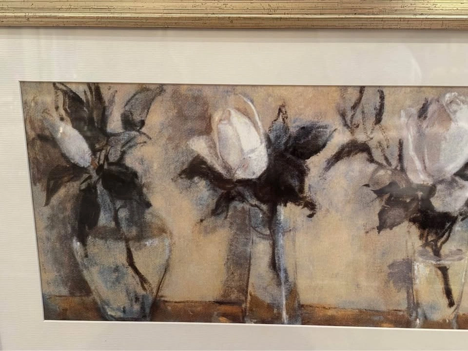 White Roses in Bronze Frame Wall Art - photo 2