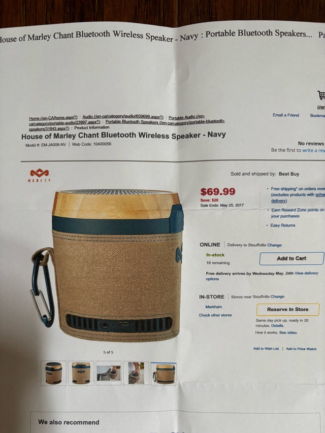 House of Marley Chant Bluetooth Wireless Speaker - Navy - photo 5