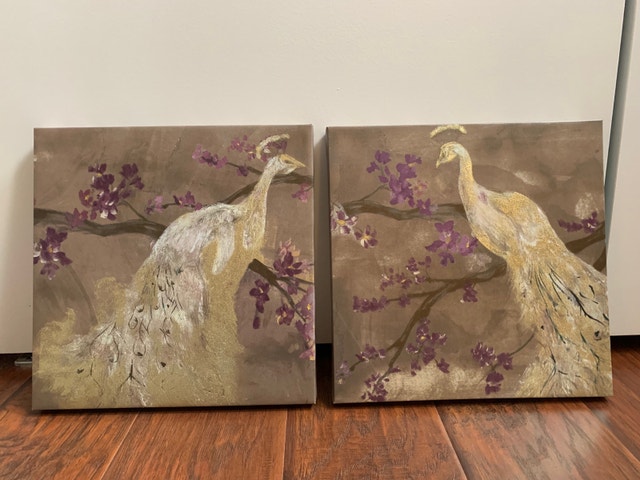 Canvas Art - White Flower, Peacock, Positive Message - photo 2
