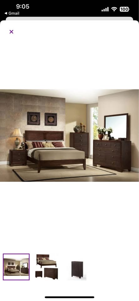 Dark brown wood nightstand - photo 2