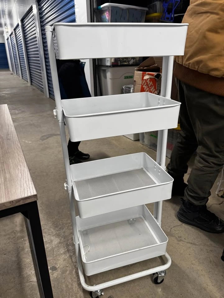 Adjustable White Utility Cart - Multi-Purpose Storage