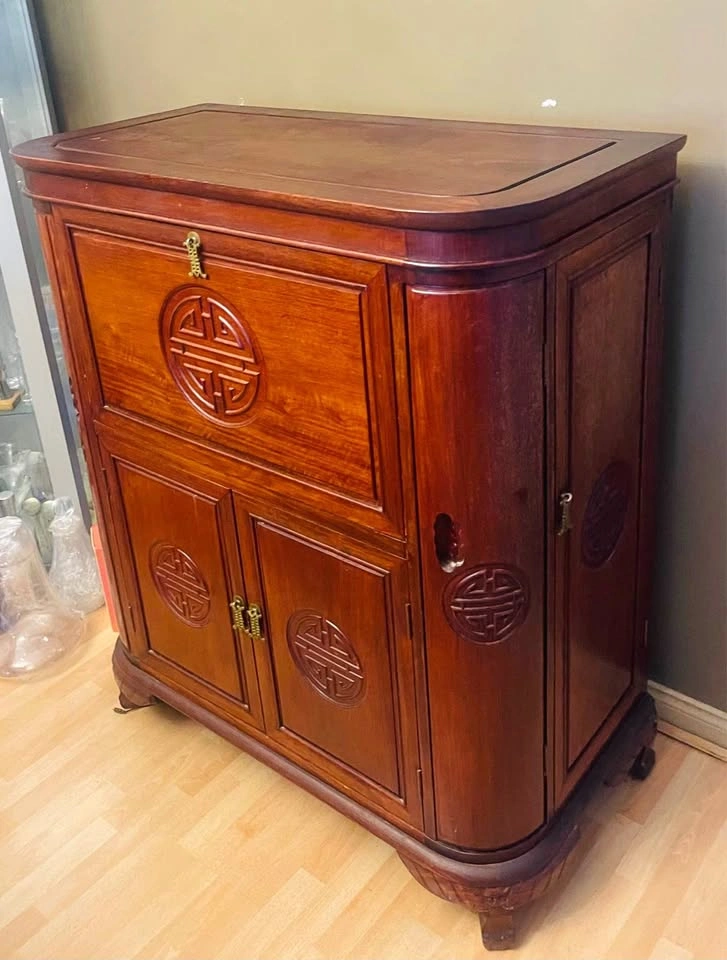Moving Sale – Solid Hardwood Chinese Red Wood Bar Cabinet