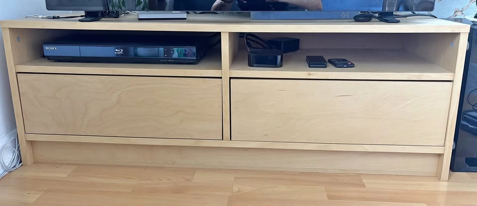 Light Wood TV Unit with Drawers