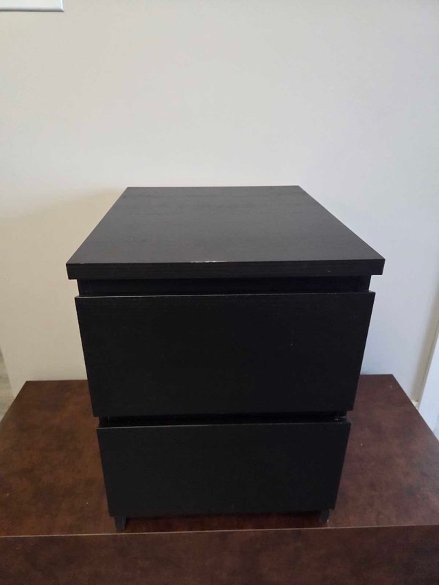 Black Nightstand with Two Drawers