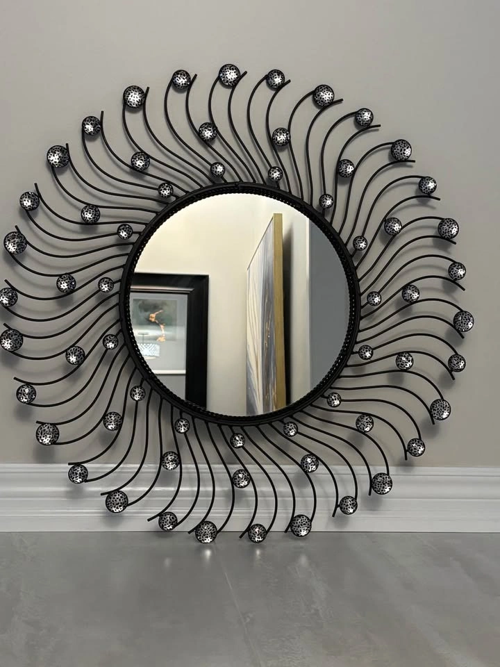 Round Black Frame Sunburst Mirror - photo 4
