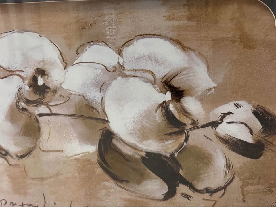 Pretty steel grey frame white orchids glass wall art - photo 2
