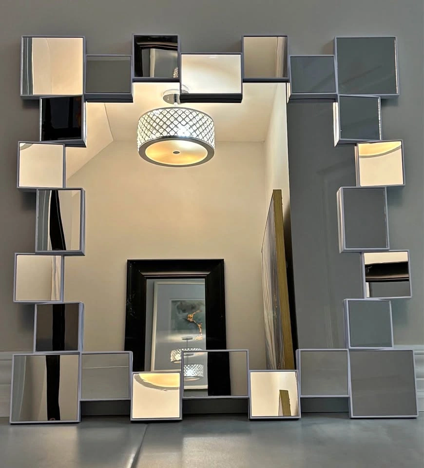 Unique white frame mirror 24" square