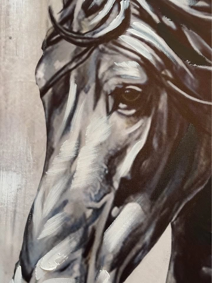 Stylish Black and White Horse Canvas Art - photo 2