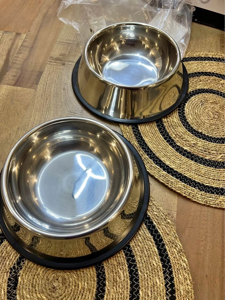 Stainless steel set of two dog bowls