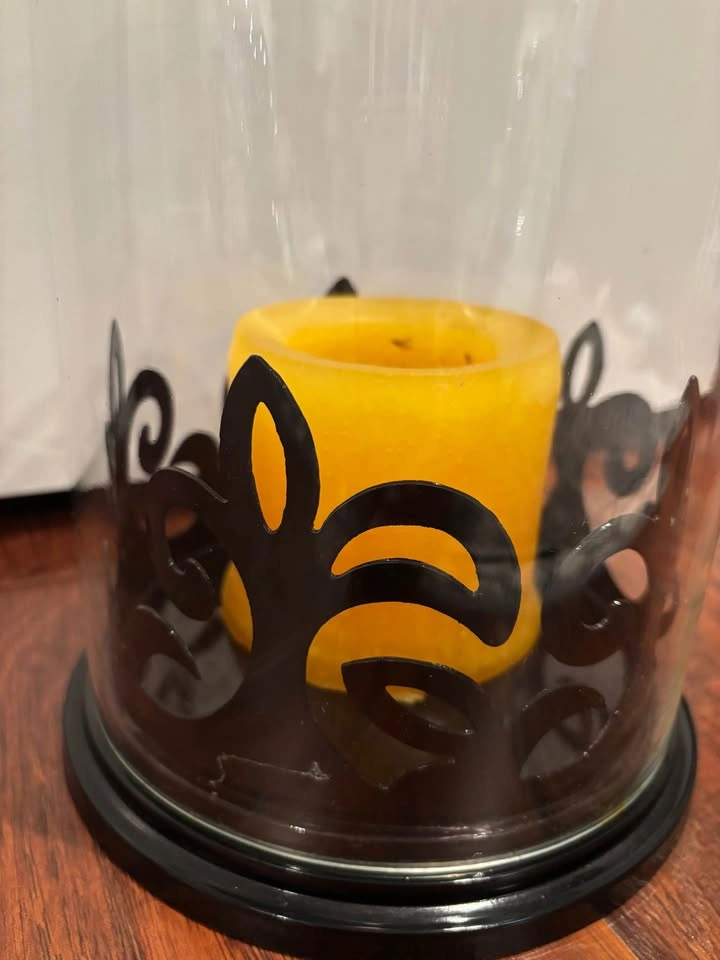Large Candle Holder with Black Metal Detail - photo 3