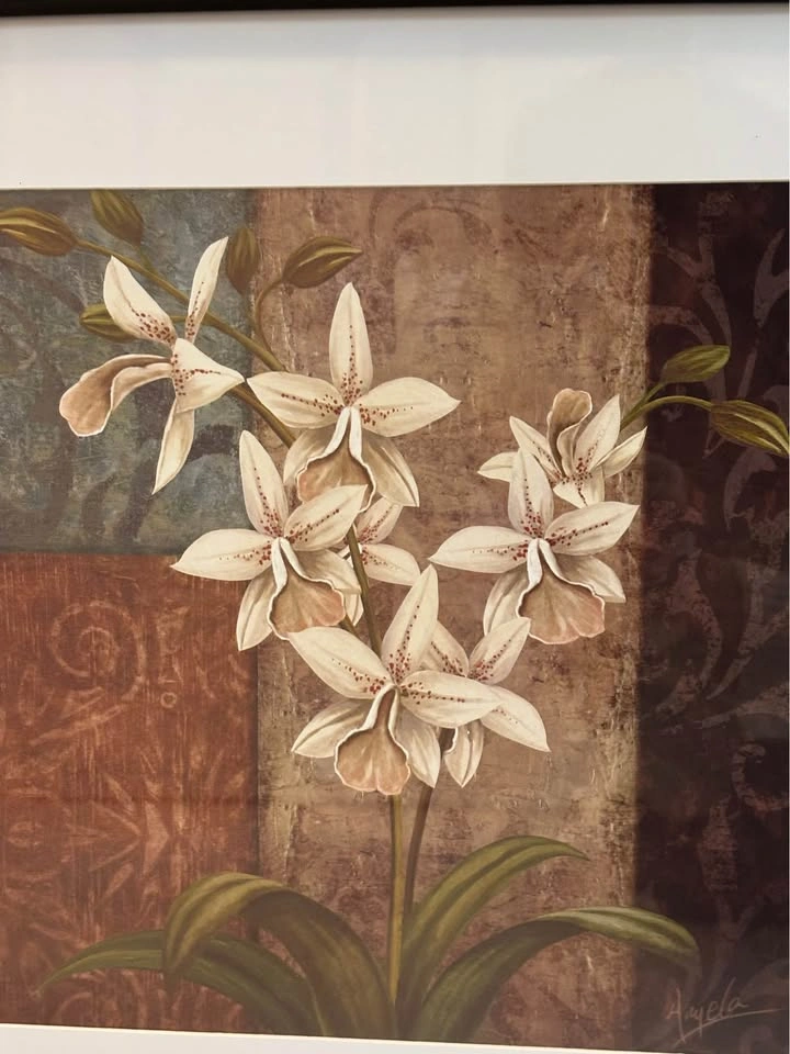 Beautiful Black/Mirror Frame Orchids Art 21" Square - photo 2